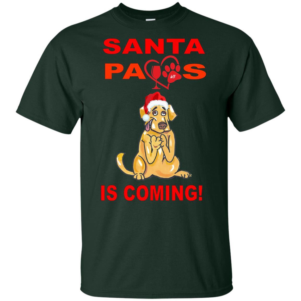 Santa Paws Is Coming - Funny Christmas Dog Lover Youth T-Shirt | Ultra Soft Cotton Tee for Kids & Teens | Perfect Gift for Pet Owners & Holiday Parties