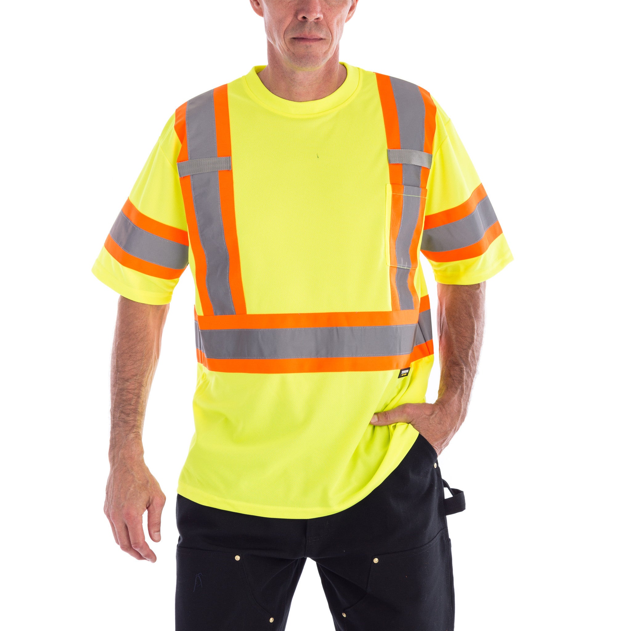Terra Hi-Visibility Short Sleeve Work T-Shirt 116524YL - Yellow Safety Shirt for Construction, Road Work & Outdoor Labor | High Visibility Workwear
