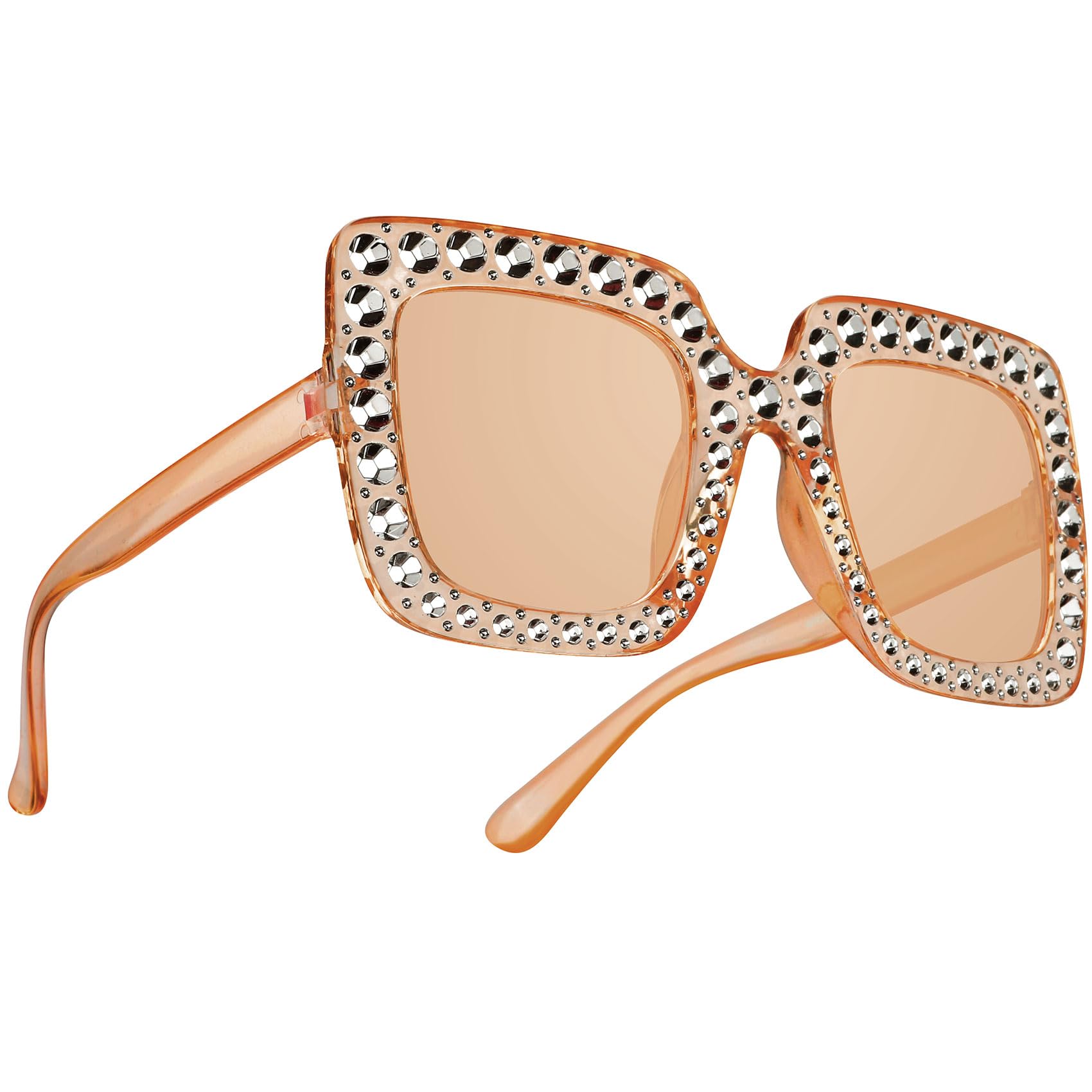 Trendy Retro Oversized Square Sunglasses for Women & Men - 60s 70s Disco Party Halloween Sparkling Thick Frame Accessories | Perfect for Vintage Costumes, Music Festivals & Summer Fashion