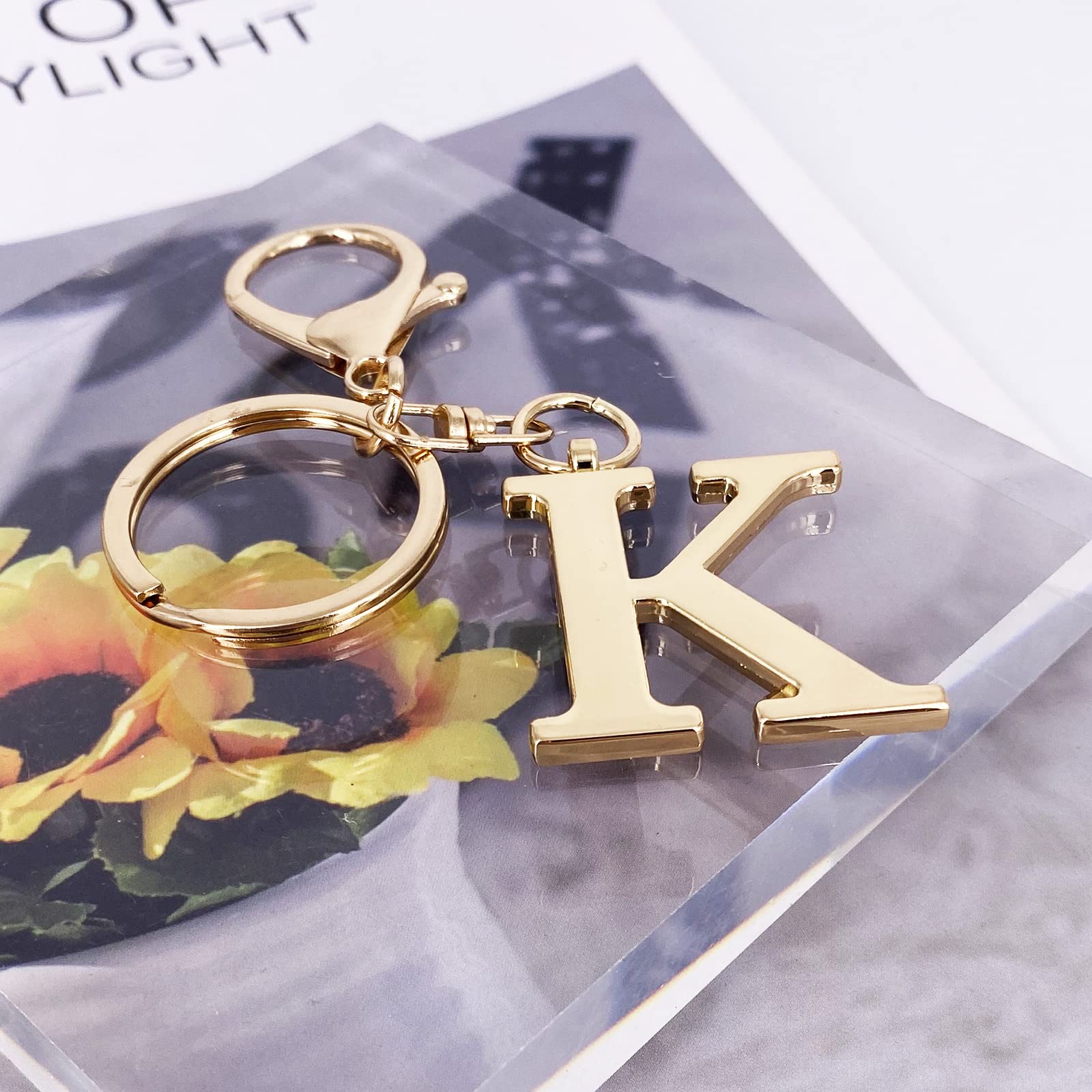 Personalized Gold Letter A-Z Keychain for Women - Custom Initial Charm for Handbags, Purses & Backpacks - Stylish Bag Accessory Gift for Her (Great for Gifts, Travel & Everyday Use)