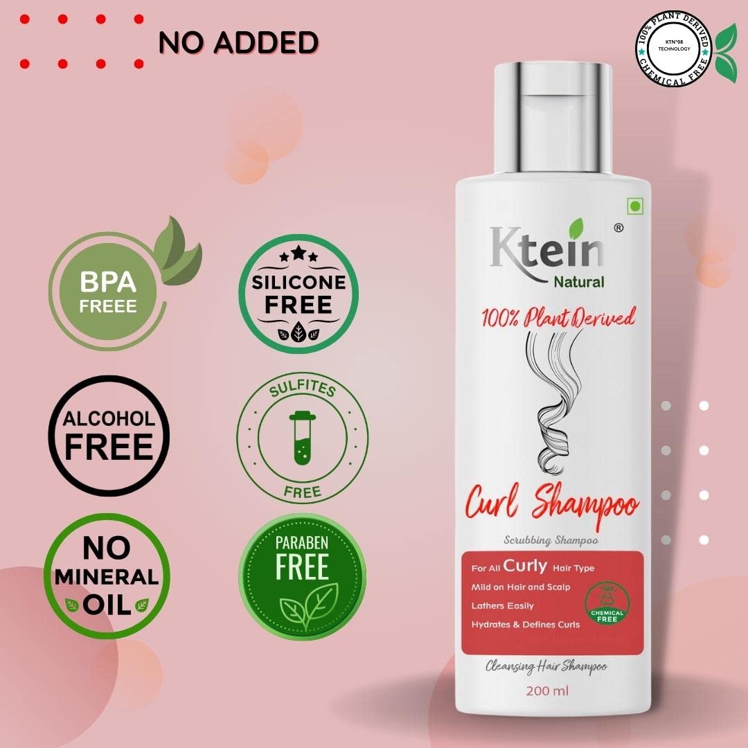 Ktein Natural Plant-Derived Curl Shampoo for Curly Hair - Sulfate-Free & Hydrating Formula for Defined Curls & Frizz Control | Perfect for Daily Hair Care & Natural Curl Enhancement