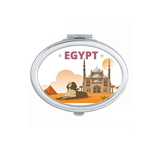 Portable Double-Sided Folding Mirror with Egyptian Pyramid Sphinx Design - Perfect for Travel, Makeup, and Handheld Use