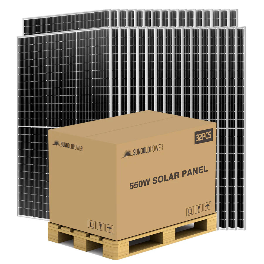 SunGoldPower 550W Monocrystalline PERC Solar Panel - High Efficiency Solar Module for Home, RV, Boat & Off-Grid Power Systems