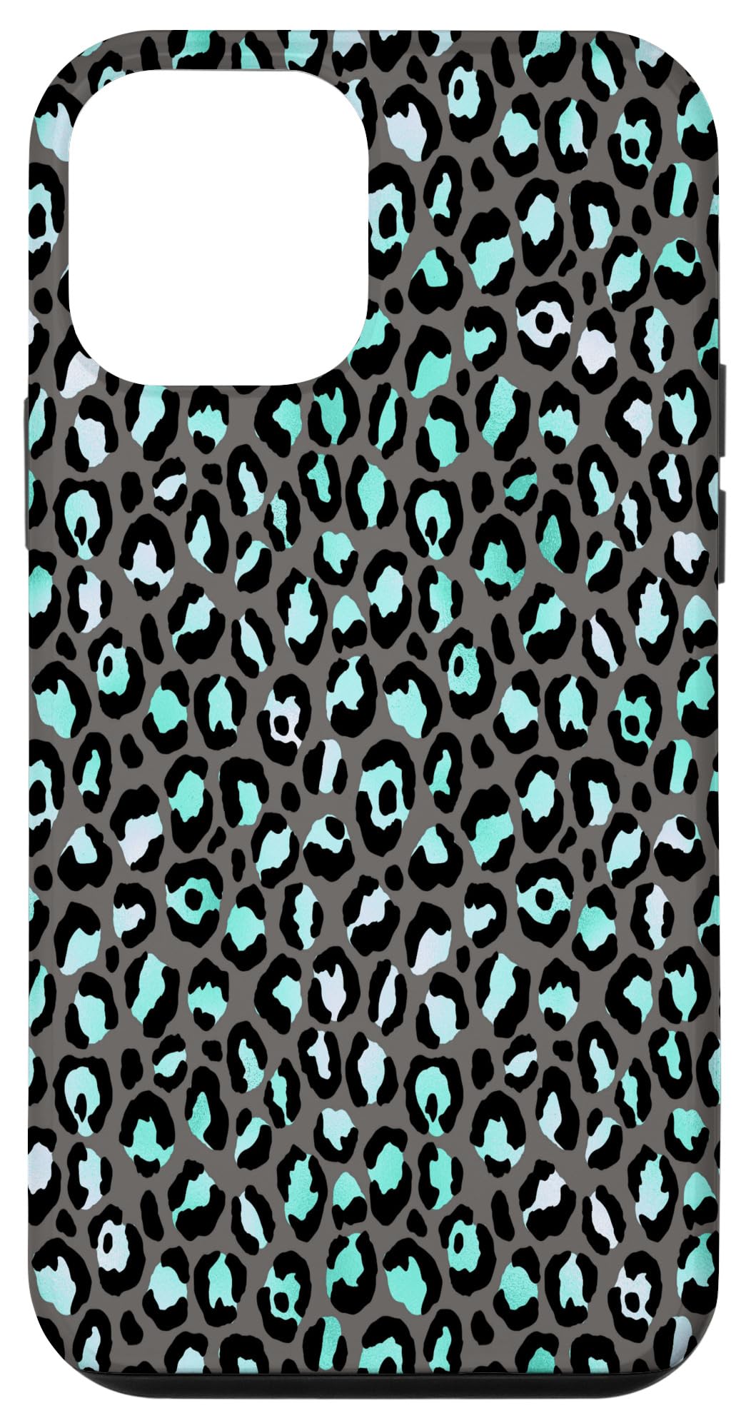 iPhone 12 Mini Case - Leopard Print Cheetah Animal Pattern Phone Cover in Turquoise Teal | Stylish Protection for Everyday Use, Travel & Outdoor Activities