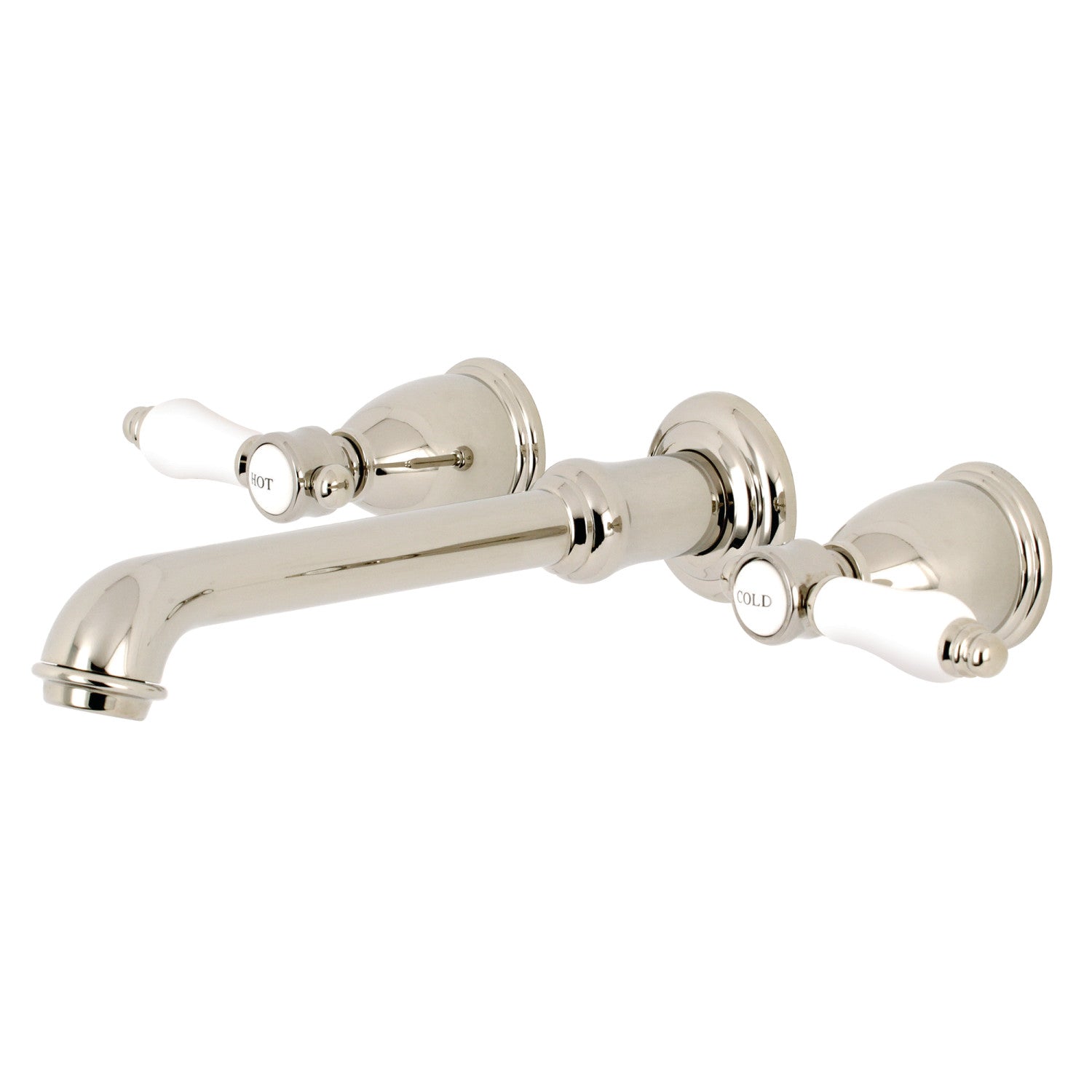 Bel Air KS7126BPL Double Handle 3 Hole Wall Mount Bathroom Faucet in Polished Nickel - Perfect for Modern Bathroom & Powder Room Renovations