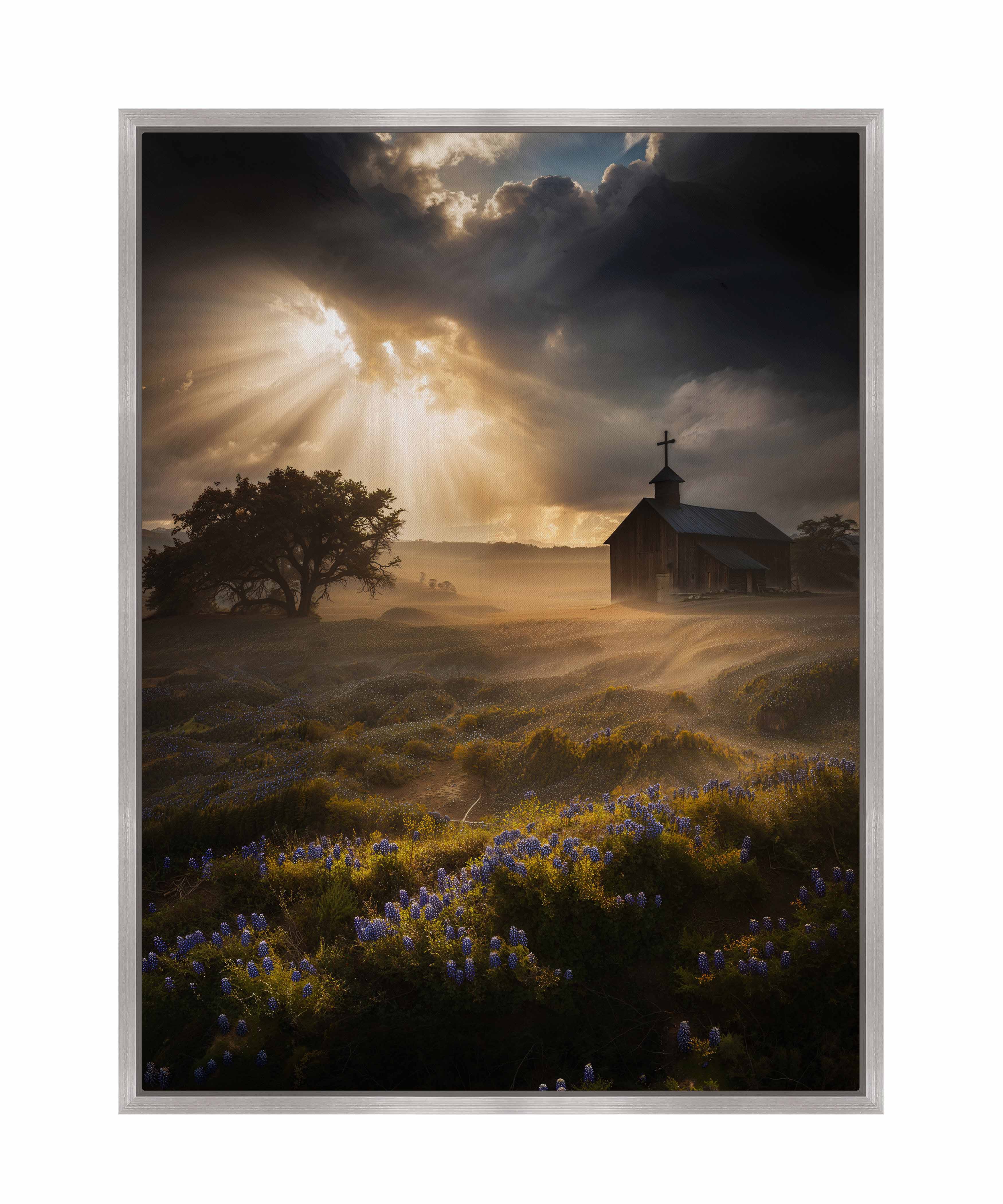 Celestial Rays Over Lone Star Land II - Stunning Galaxy Space Art Print on Gallery Wrapped Canvas - Perfect for Living Room, Bedroom & Office Wall Decor