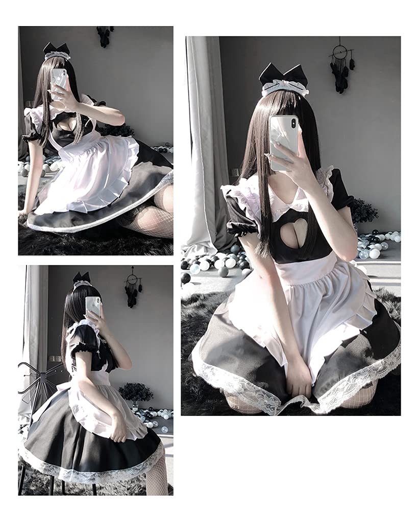 Sexy Maid Costume Set for Women - Lingerie Bras & Panties - Cosplay Outfit for Halloween, Role Play, Bachelorette Party - Cute & Flirty Lingerie Set