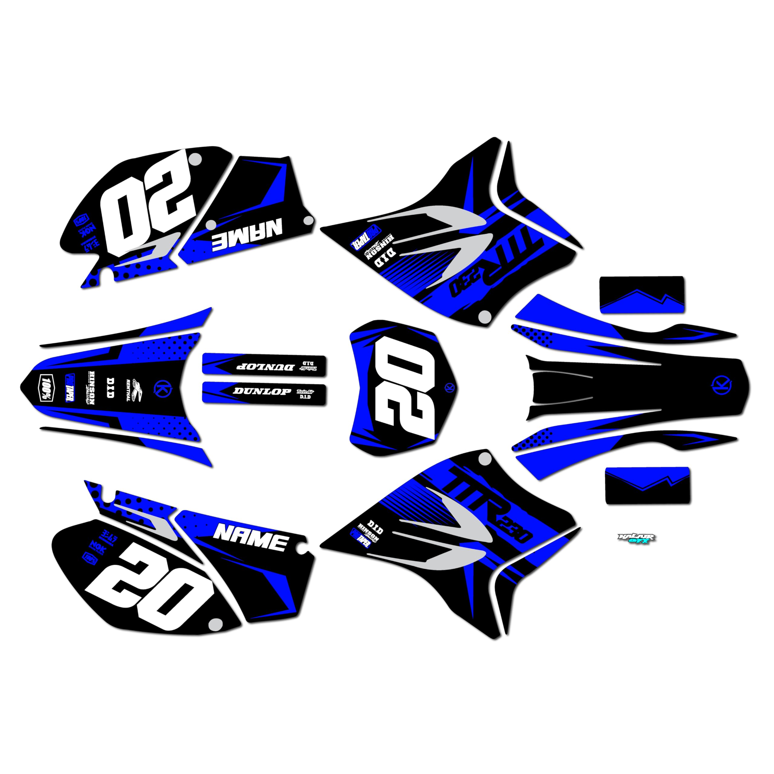 Yamaha TTR230 (2005-2023) Graphics Kit - Spear Series Blue 21 Mil Vinyl Dirt Bike Stickers | Motocross Racing Decals & Motorcycle Accessories | Perfect for Dirt Pit Bikes, Off-Road Riding & Custom Bike Upgrades