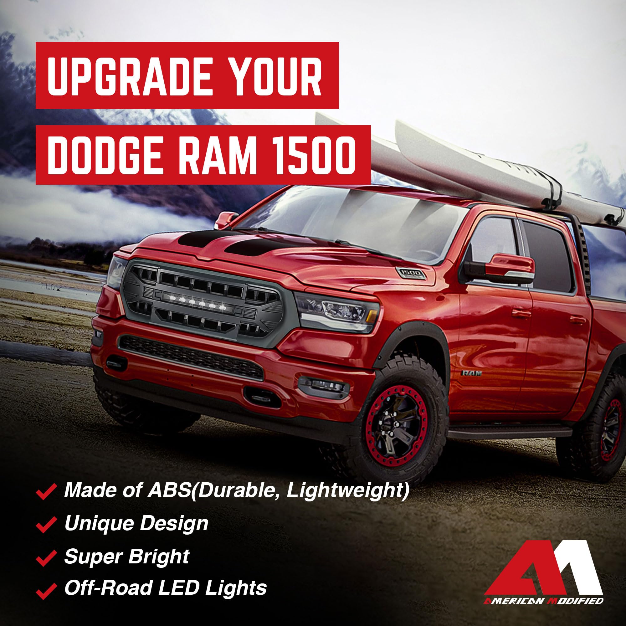 **2024 Dodge Ram 1500 Grille with LED Lights – Heavy Duty Off-Road Armor Grille Compatible with Big Horn, Laramie, Lone Star & Tradesman (2019-2024) – Upgrade for Truck Protection & Style**    *(Perfect for Off-Roading, Truck Customization & Enhanced Durability)*