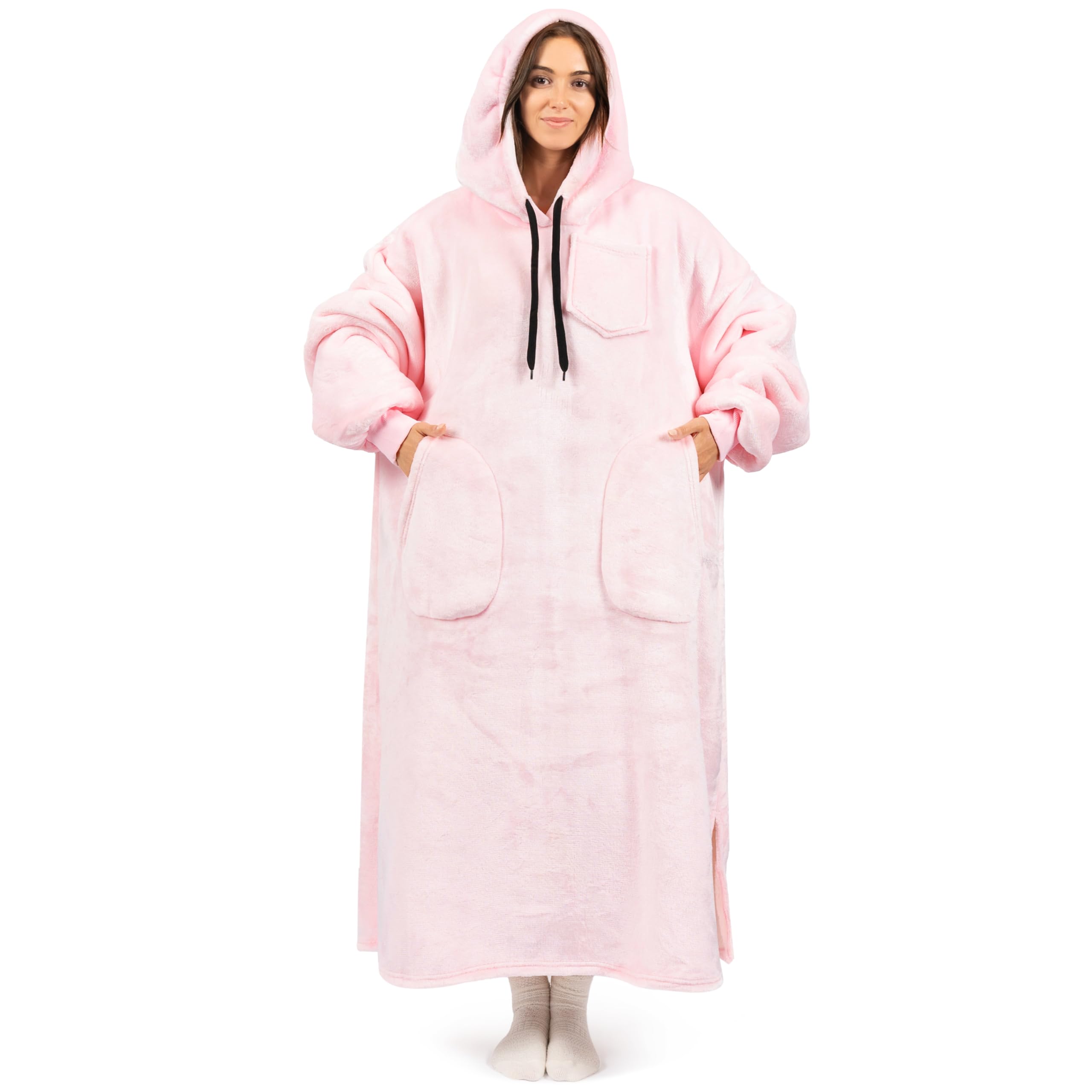 PAVILIA Wearable Blanket Hoodie for Women & Men - Sherpa Fleece Oversized Sweatshirt Blanket with Hood | Cozy Loungewear for Home, Camping & Outdoor Activities