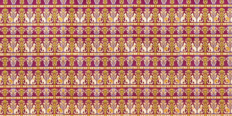 Nishijin Woven Small Drawstring Bag - Cat & Mauve Design | Handmade in Kyoto Japan | Traditional Japanese Craft Purse for Coins, Jewelry & Gifts