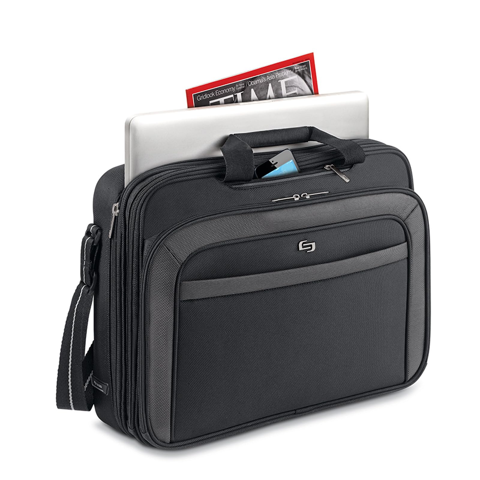 Solo New York Empire 17.3-Inch TSA Friendly Laptop Briefcase for Business Travel - Black/Grey - Perfect for Office, Commuting & Air Travel