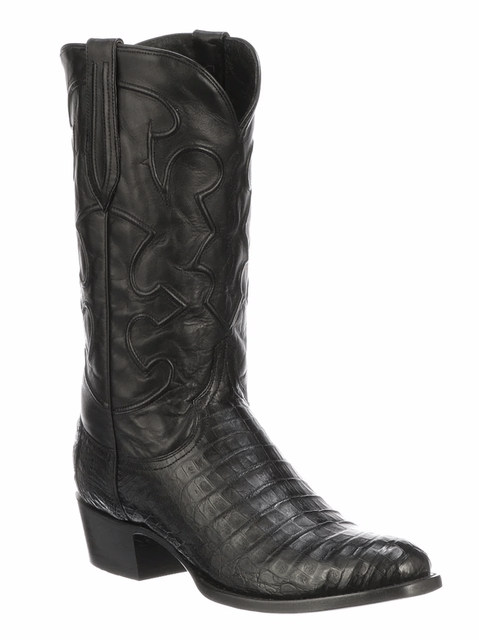 Lucchese M1636.R4 Men's Charles Belly Caiman Cowboy Boots - Black Western Boots for Rodeo, Country Dance & Casual Wear