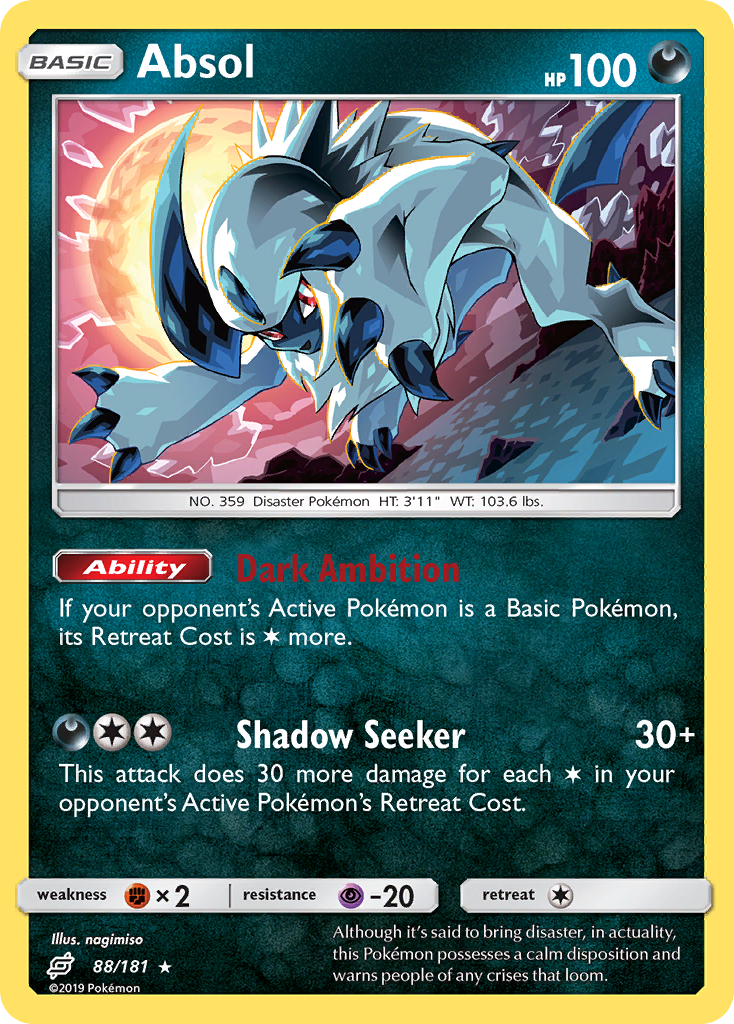 Absol (88/181) Pokemon Sun & Moon Team Up Trading Card - Collectible for Battles & Tournaments