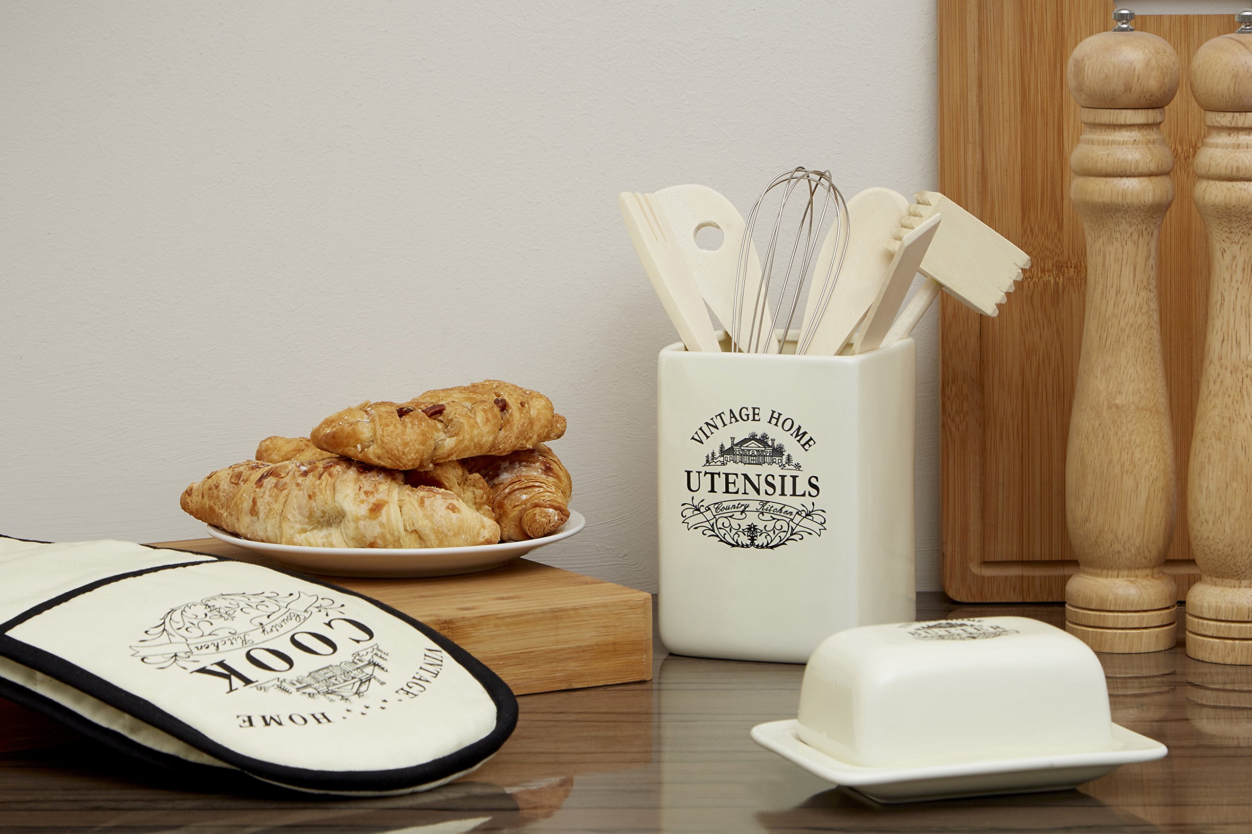 Premium Stoneware Cutlery Organizer - White | Kitchen Utensil Holder & Knife Storage Caddy for Countertop | Perfect for Dining Room, Kitchen Drawer Organization & Wedding Gift