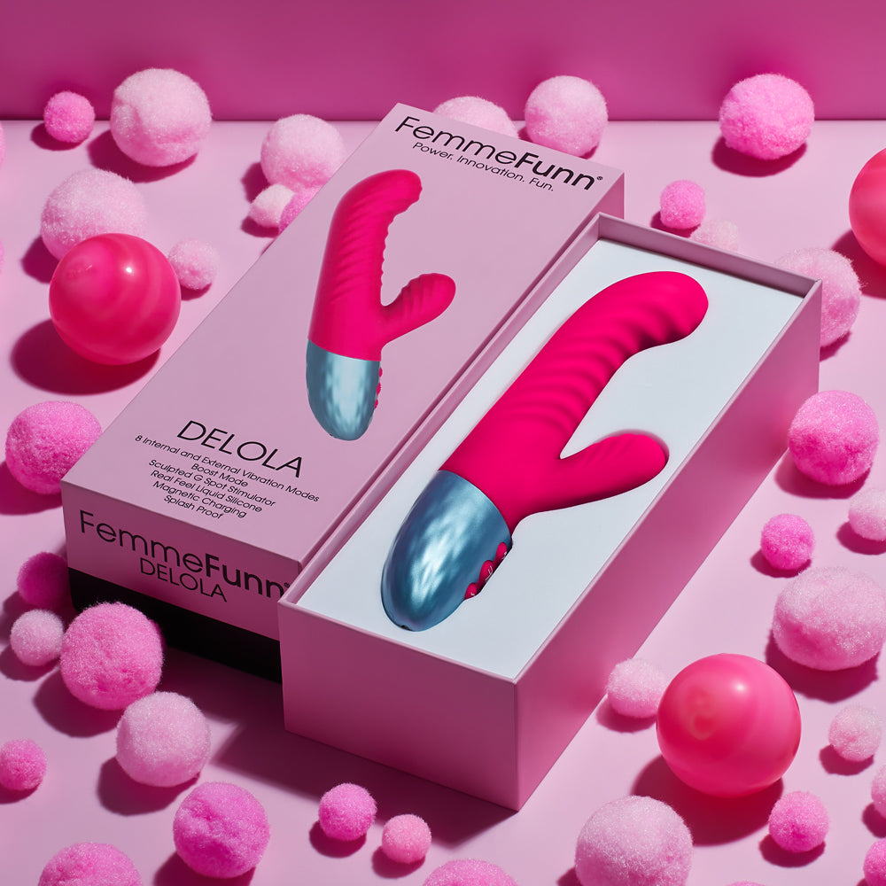 FemmeFunn Delola Dual Density Rabbit Vibrator - Premium Silicone G-Spot & Clitoral Stimulator for Women - Perfect for Solo Play & Couples Intimacy