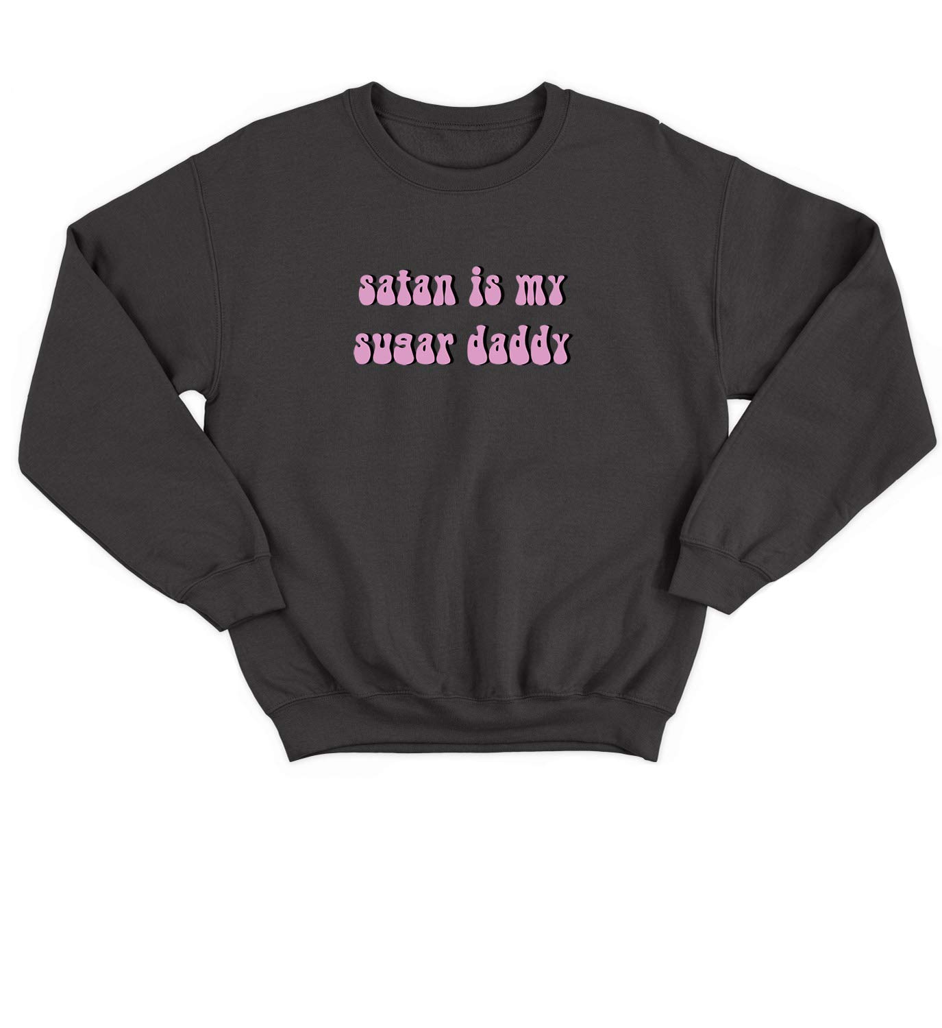 Funny Ugly Christmas Sweater with 'Satan is My Sugar Daddy' Quote - Hell Paradise Design Crewneck Sweatshirt Gift for Men & Women - Perfect for Ugly Christmas Parties & Holiday Office Events