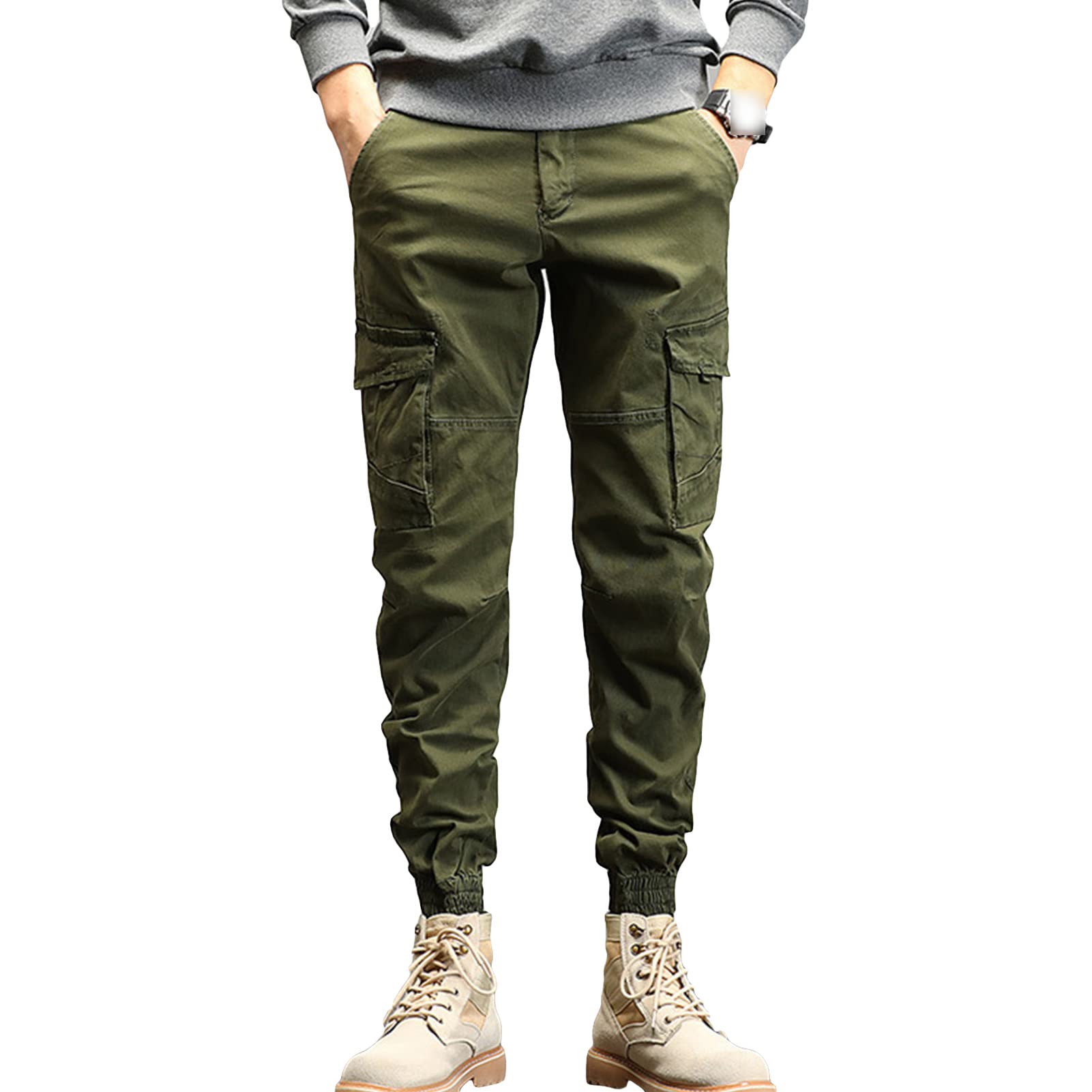 Men's Lightweight Tapered Cargo Joggers with Multi-Pockets - Athletic Tactical Sweatpants for Outdoor Hiking, Running & Casual Wear | Durable & Comfortable Travel Pants