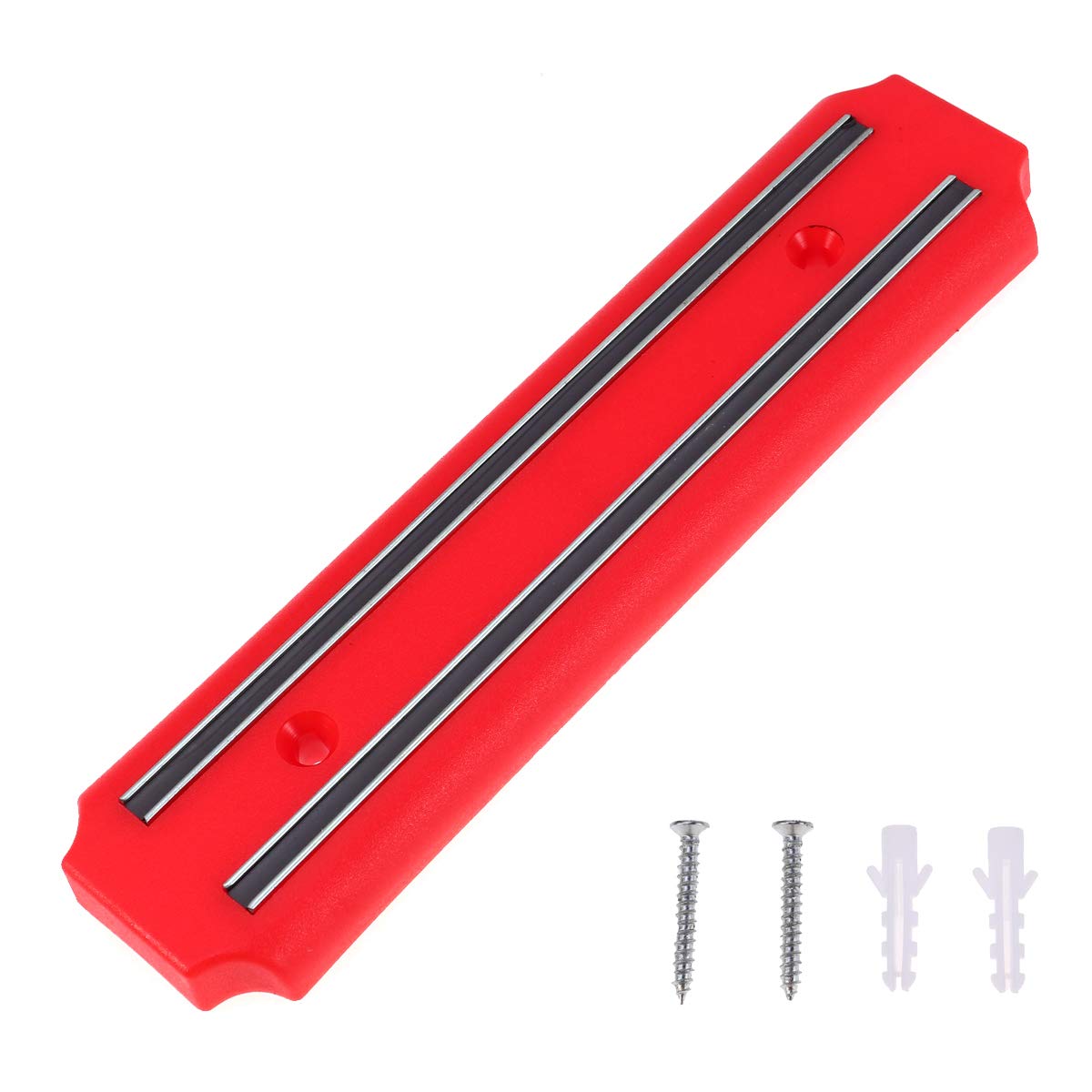1PC Magnetic Knife Holder Wall Mount - Stainless Steel Knife Rack Organizer for Kitchen, Drawer & Countertop - Space Saving Knife Storage Solution (Red) - Perfect for Home Chefs & Professional Kitchens