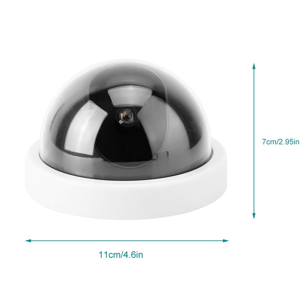 **Fake Security Camera with Flashing LED Light - 4 Pack Dummy Dome Surveillance Cameras for Outdoor & Indoor Use - Blink Outdoor Camera Simulation for Home & Office Security (White)**