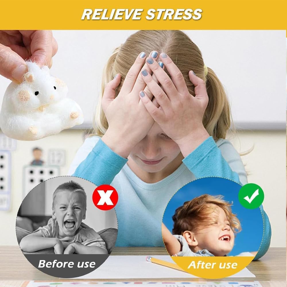 2 Pack Taba Hamster Quiet Fidget Toys for Kids & Teens - Kawaii Stress Relief PVC Sensory Toys, Perfect Gifts for Birthday & Classroom - Fun Sensory Play for ADHD, Anxiety & Focus Improvement