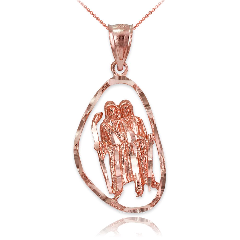 14K Rose Gold Gemini Zodiac Necklace for Women - Dainty Constellation Pendant Jewelry Gift for Birthday, Anniversary & Everyday Wear