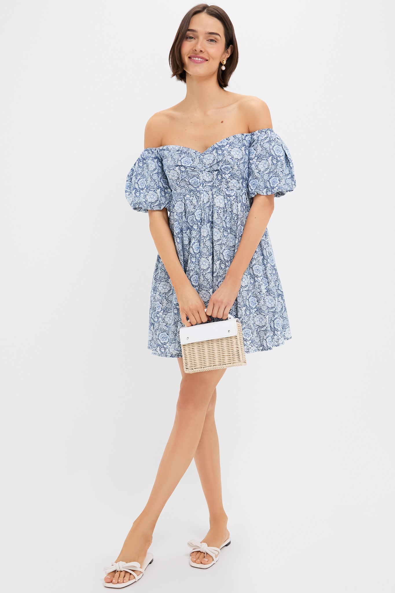 Blue Medallion Floral Olympia Mini Dress - Elegant Summer Party Outfit for Women | Perfect for Weddings, Dates & Beach Vacations