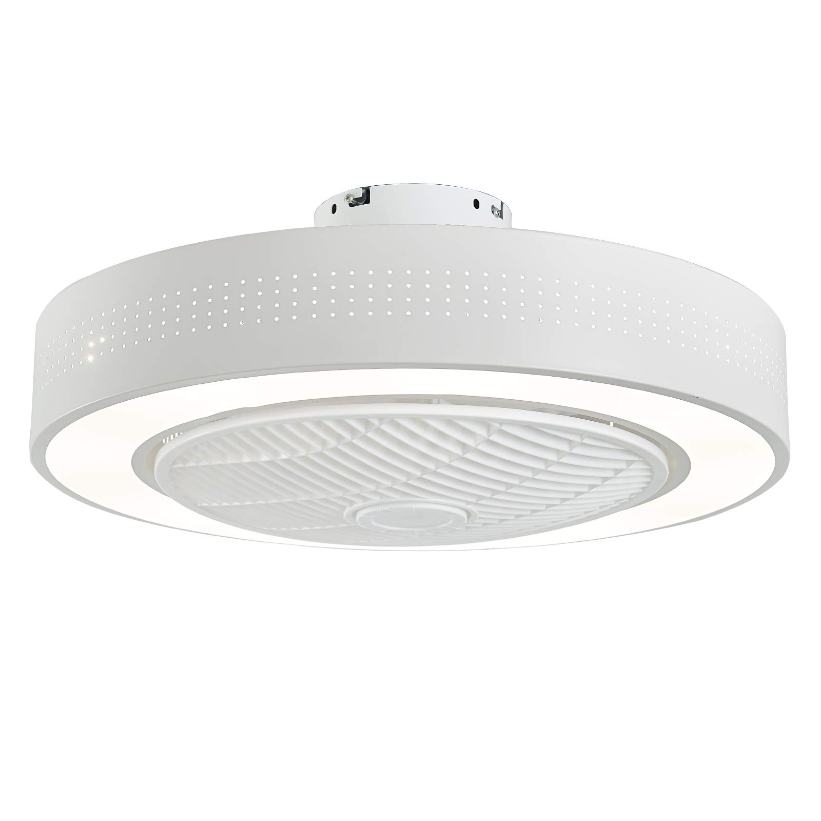 TFCFL 22-Inch Modern Acrylic Ceiling Fan with Remote Control - LED Light Kit, Flush Mount Enclosed Lighting Fan, Invisible Blades, 3 Color Temperatures & 3 Speeds - Perfect for Bedroom, Living Room & Office