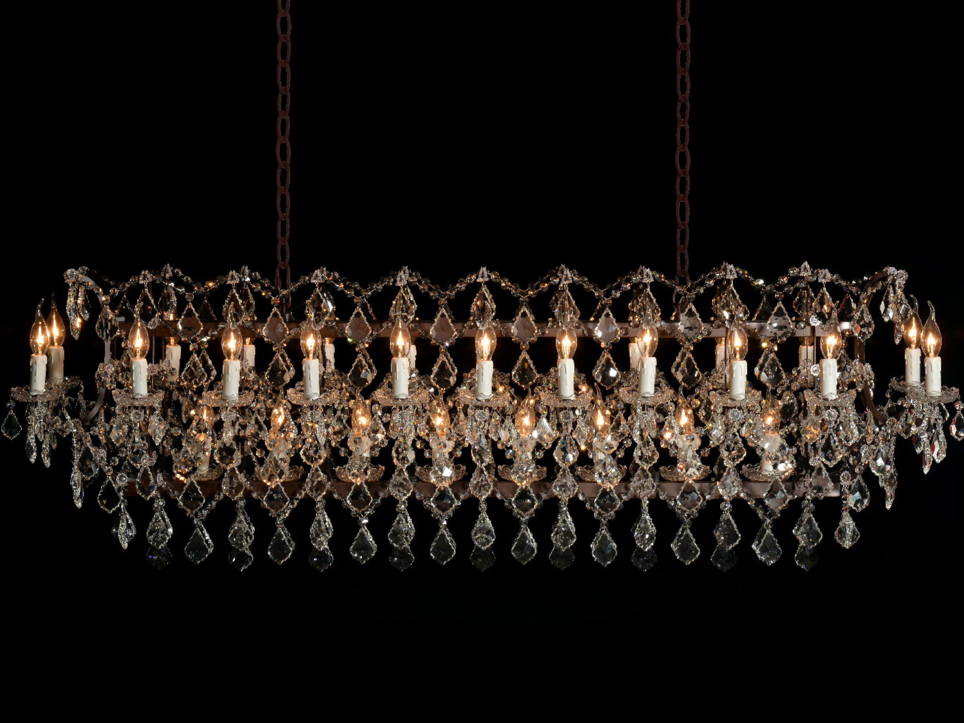 Elegant Crystal Rectangle Chandelier - Modern LED Ceiling Light Fixture for Dining Room, Living Room & Bedroom | Dimmable Luxury Lighting for Home Decor