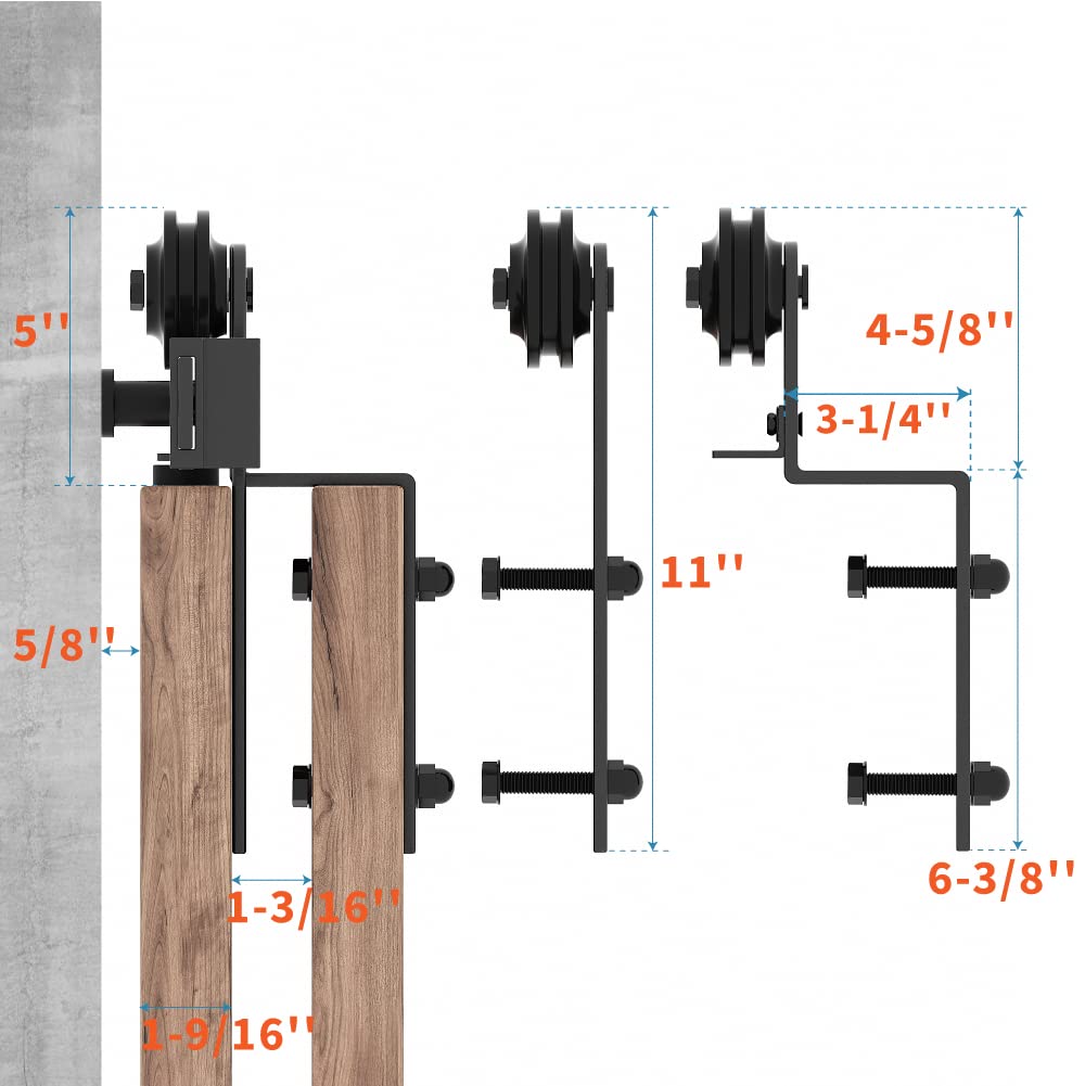 ZEKOO 4FT Bypass Sliding Barn Door Hardware Kit - Single Track System for Double Wooden Doors with Flat Track Rollers | Low Ceiling Compatible One-Piece Rail (4FT Single Track) | Perfect for Bedroom, Closet & Farmhouse Style Interior Doors