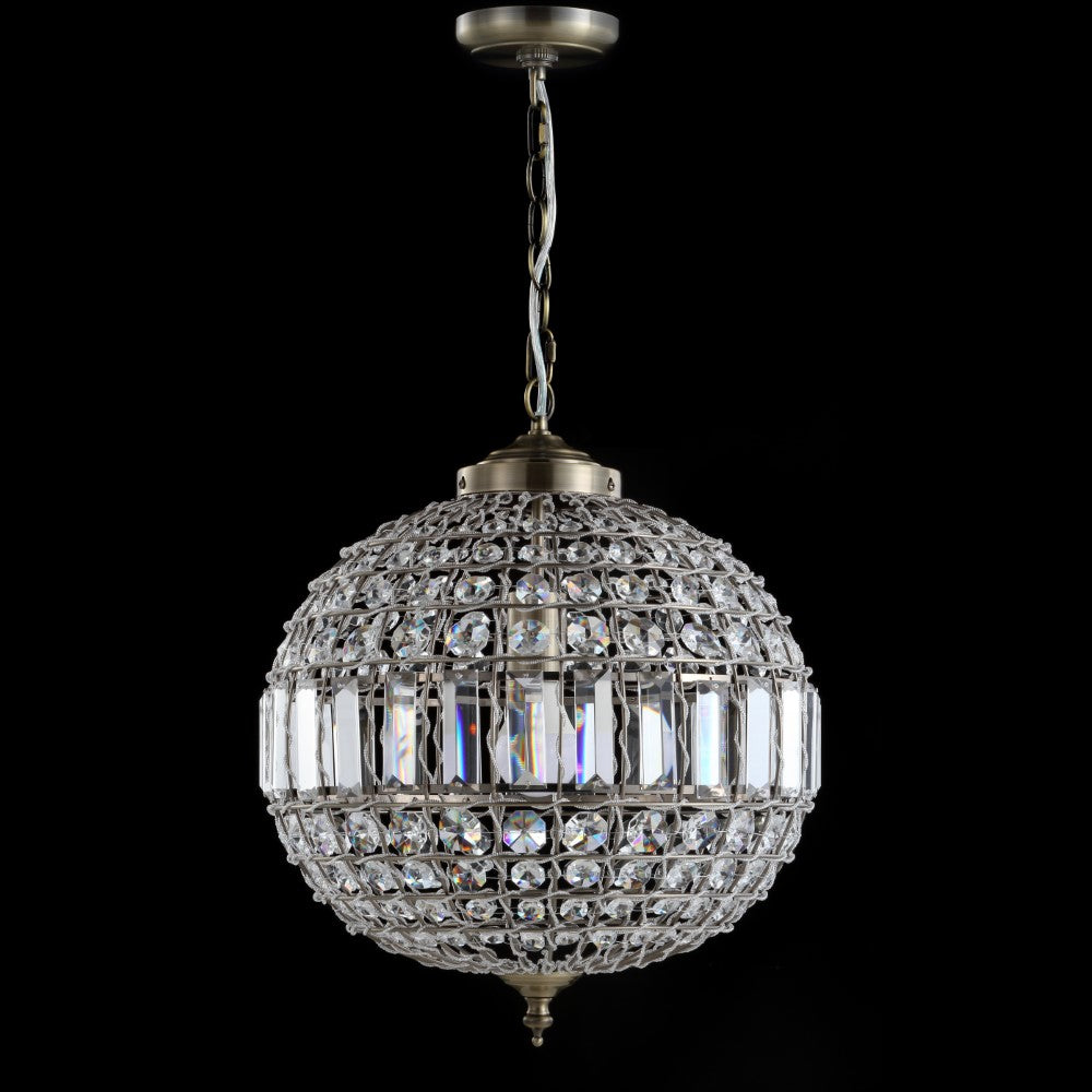 Georgina Crystal & Metal LED Pendant Light - Modern Chandelier for Dining Room, Bedroom, Living Room - Elegant Lighting Fixture with Energy Efficient LED Bulbs
