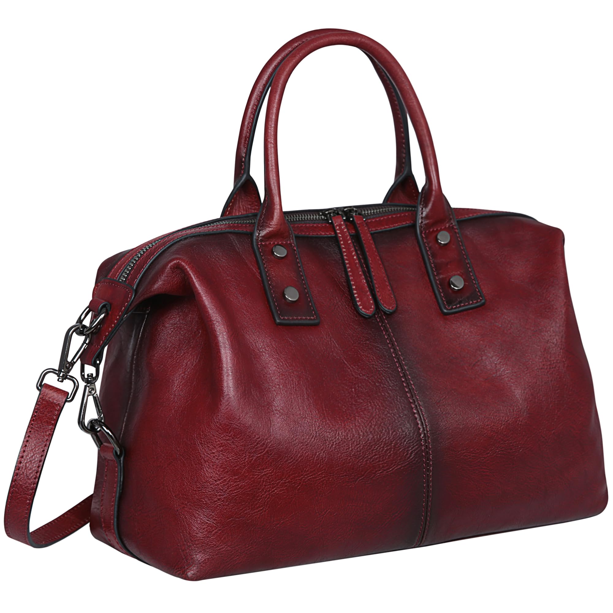 Genuine Leather Satchel Tote Bag for Women - Top Handle Designer Shoulder Bag with Large Capacity, Crossbody Purse for Work, Travel & Everyday Use