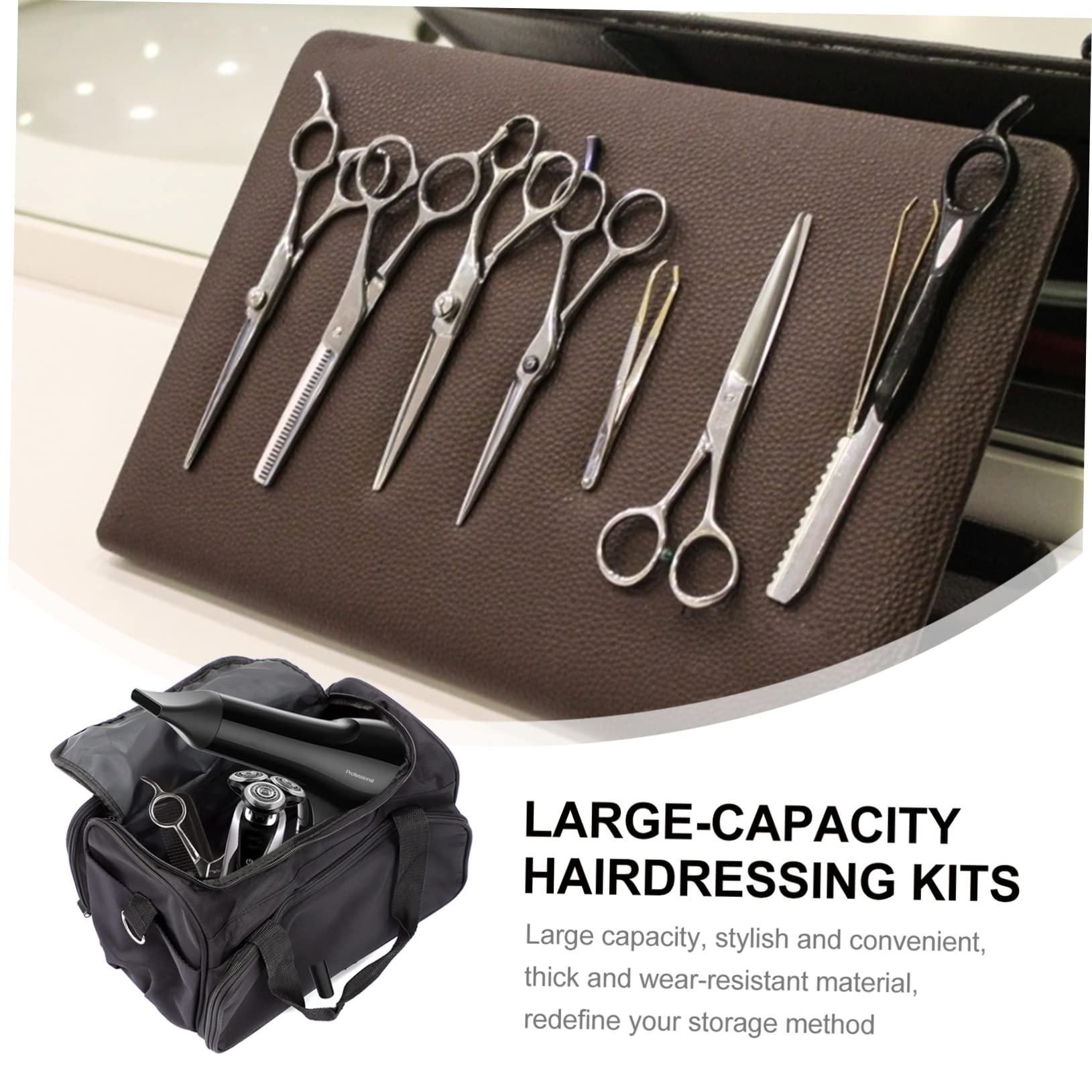 FOMIYES Large Capacity Professional Hairdressing Kit Bag - Waterproof Makeup Tool Organizer with Multiple Pockets for Salon Stylists & Travel Use