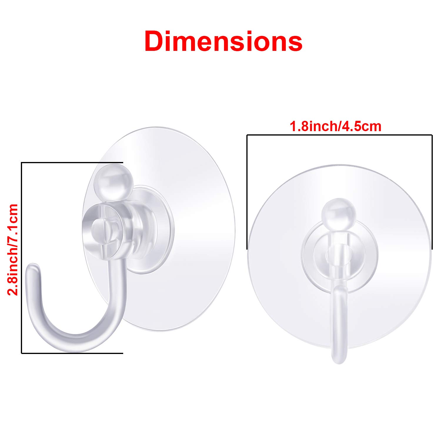 24-Pack Plastic Suction Cup Hooks with 45mm Hooks - Strong Adhesive Wall Hangers for Christmas Wreaths, String Lights, Holiday Decorations - Perfect for Indoor Home, Office, and Party Decor