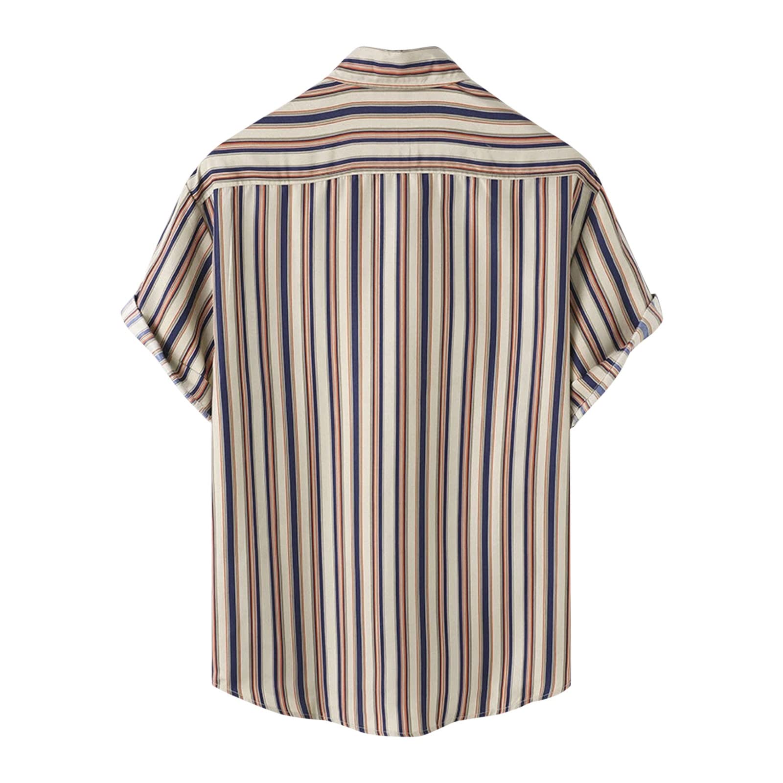 Men's Casual Short-Sleeve Button Down Shirt with Printed Design & Turndown Collar - Spring Summer Fashion T-Shirt Top (White) - Perfect for Office, Dating & Weekend Outings