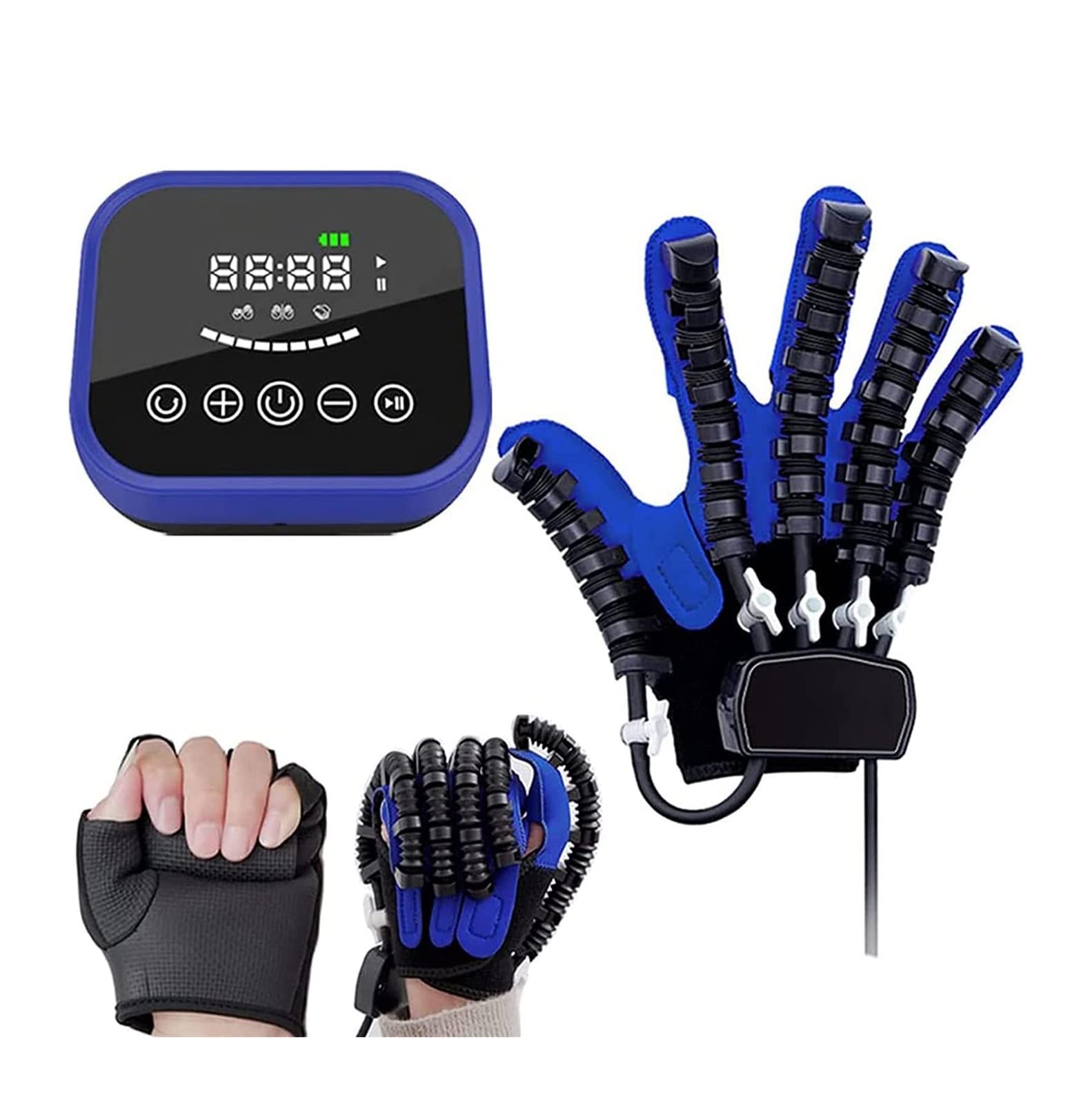 Smart Rehabilitation Robot Gloves - 5-Finger Independent Training Device for Hand Therapy, Arthritis & Hemiplegia Recovery (Blue, Left Hand, Medium) - Ideal for Post-Stroke Rehabilitation & Hand Mobility Improvement