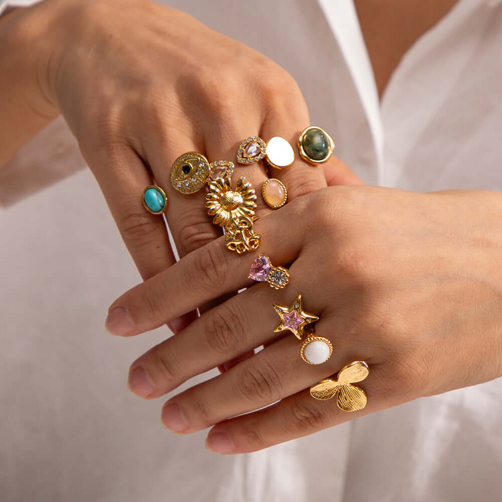 Chunky French Gold Open Cuff Waterproof Split Ring Bracelet | JDR021 | Elegant Jewelry for Women, Perfect for Parties, Weddings & Daily Wear