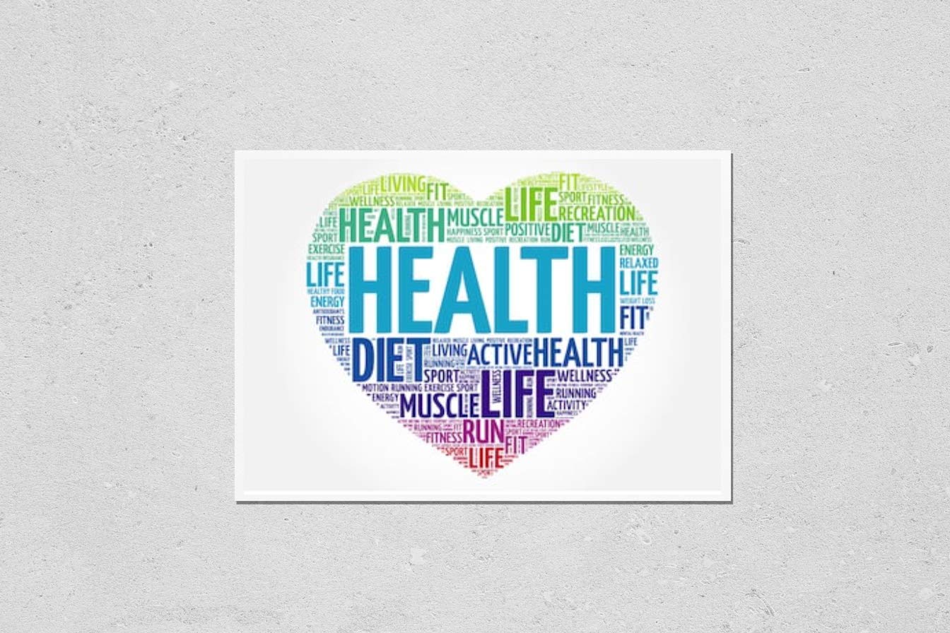 KwikMedia Health Heart Word Cloud Poster - Fitness, Sports & Wellness Art Print (Variation #2) - Perfect for Gym Decor, Doctor Office & Home Workout Space