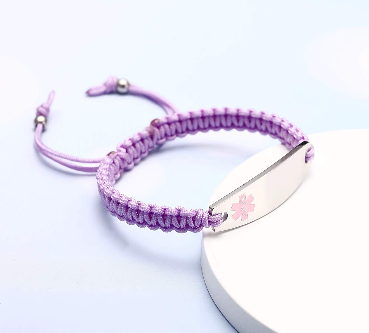 Custom Medical Alert Bracelets for Women - Free Engraving, Adjustable 6.5-8.5 Inches, Nylon Handmade Braided Rope ID Bracelet | Perfect for Allergies, Diabetes & Emergency Medical Identification