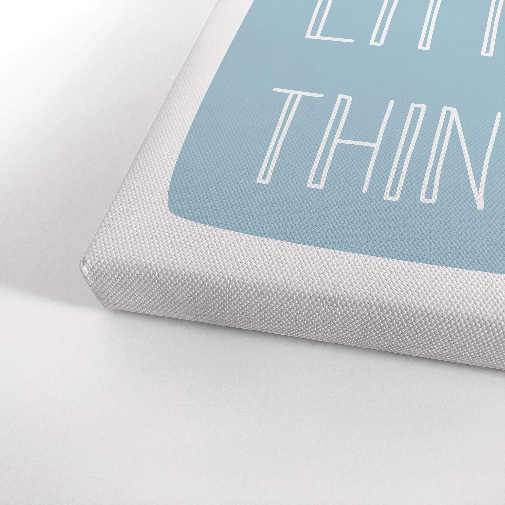 Enjoy The Little Things Lettering Blue Background Canvas Print - Kids Room Decor, Nursery Wall Art, Baby Room Decor - Ready to Hang 22x15 - Made in USA | Perfect for Bedrooms, Playrooms & Gift Giving