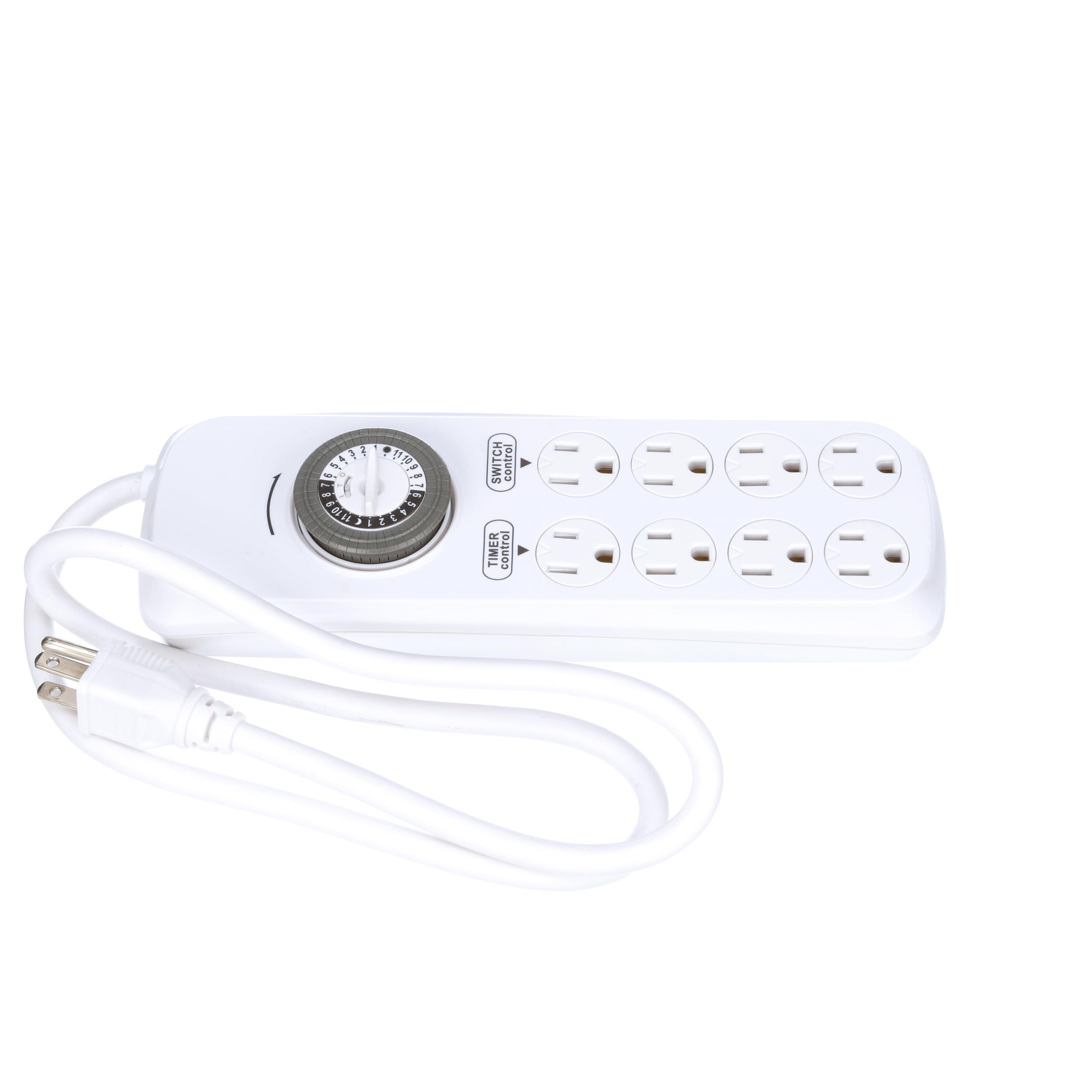 Woods 22575WD 8-Outlet Power Strip with Built-In Mechanical Timer - 8 Grounded Outlets for Home & Office | Perfect for Home Theater, Gaming Setup & Appliance Control