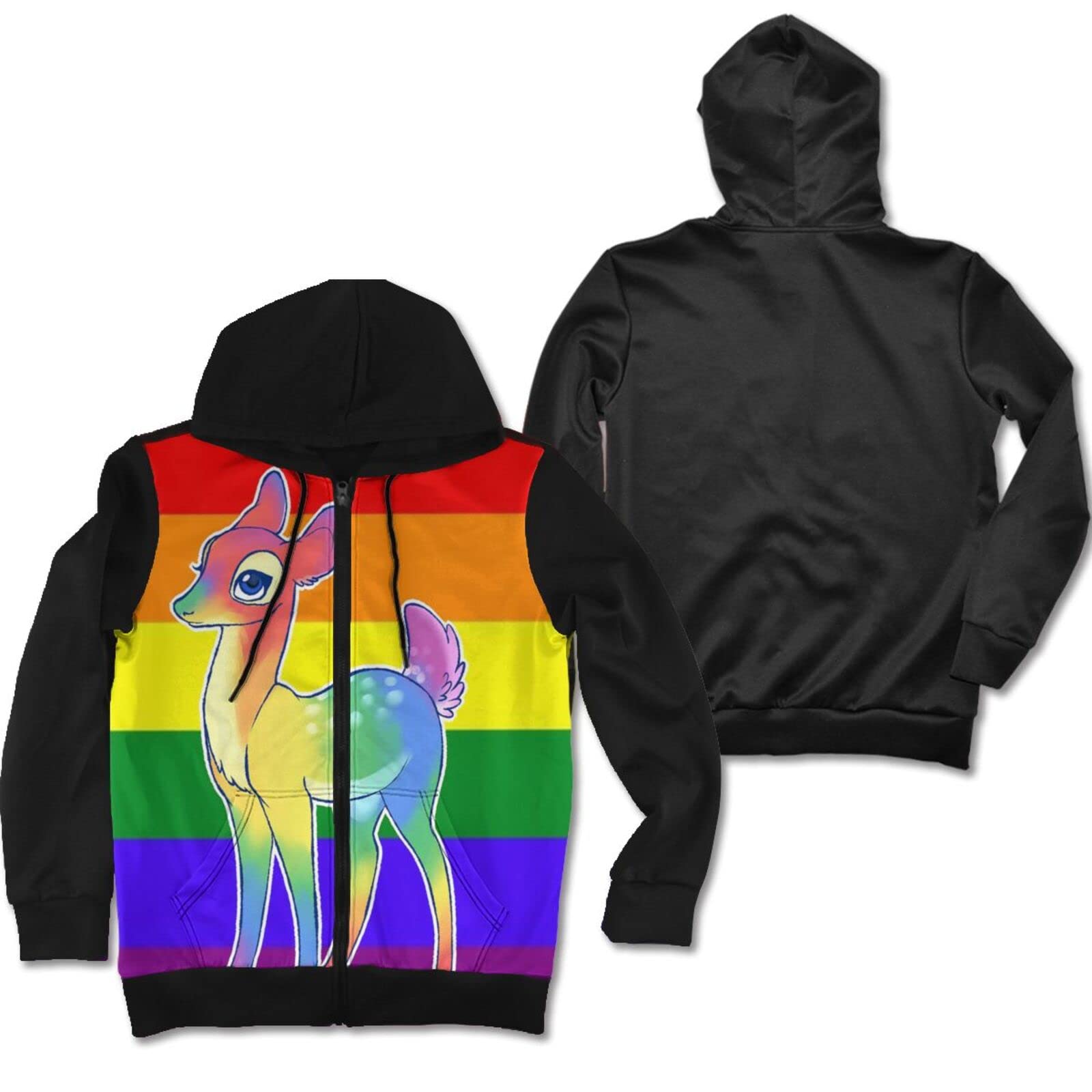Queer Pride Hoodie for Men - Oh Deer I'M Queer Pullover Sweatshirt with Hood | LGBTQ+ Apparel for Casual Wear & Sports