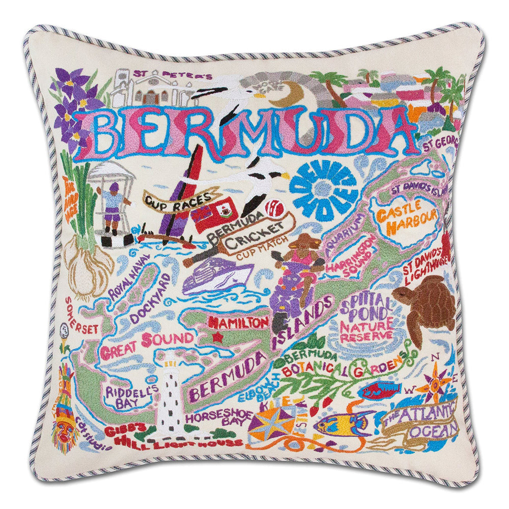 Hand Embroidered Bermuda Pillow Cover - Luxury Home Decor for Sofa, Bedroom & Living Room - Boho Chic Throw Pillow Case