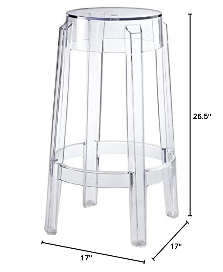 Home Square 2-Piece Clear Polycarbonate Counter Stool Set - 26.5