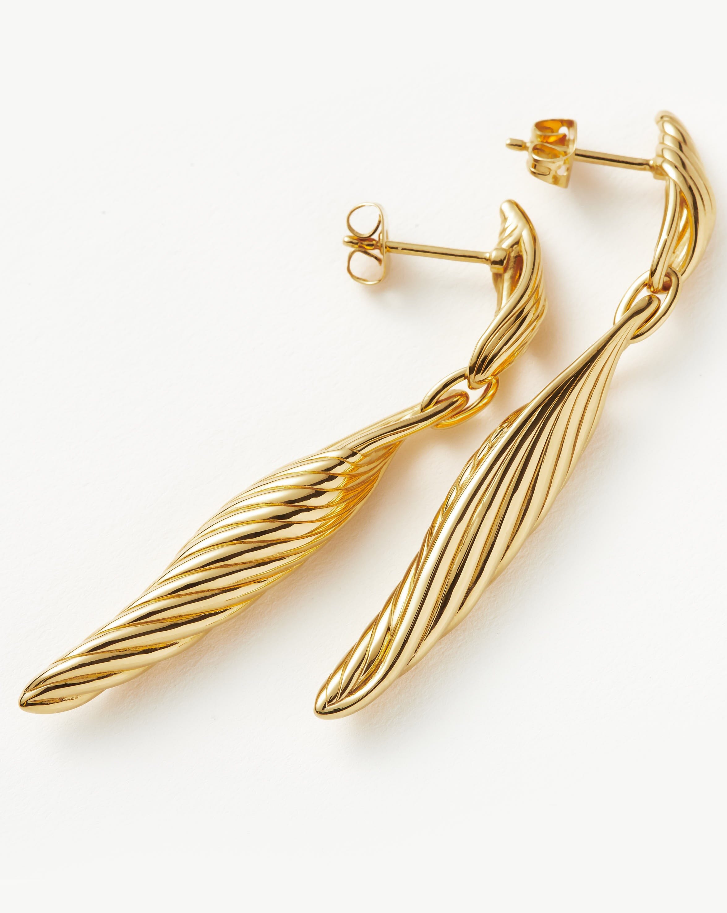 Wavy Ridge Double Drop Earrings for Women - Elegant Boho Dangle Jewelry for Party, Wedding & Everyday Wear