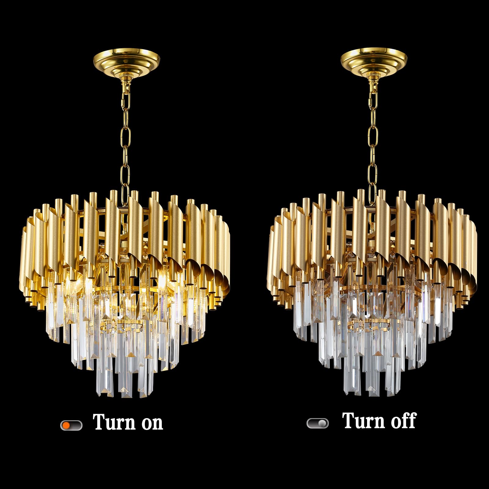 Luxury Crystal Chandelier - 4-Light Gold Raindrop Design for Dining Room & Living Room