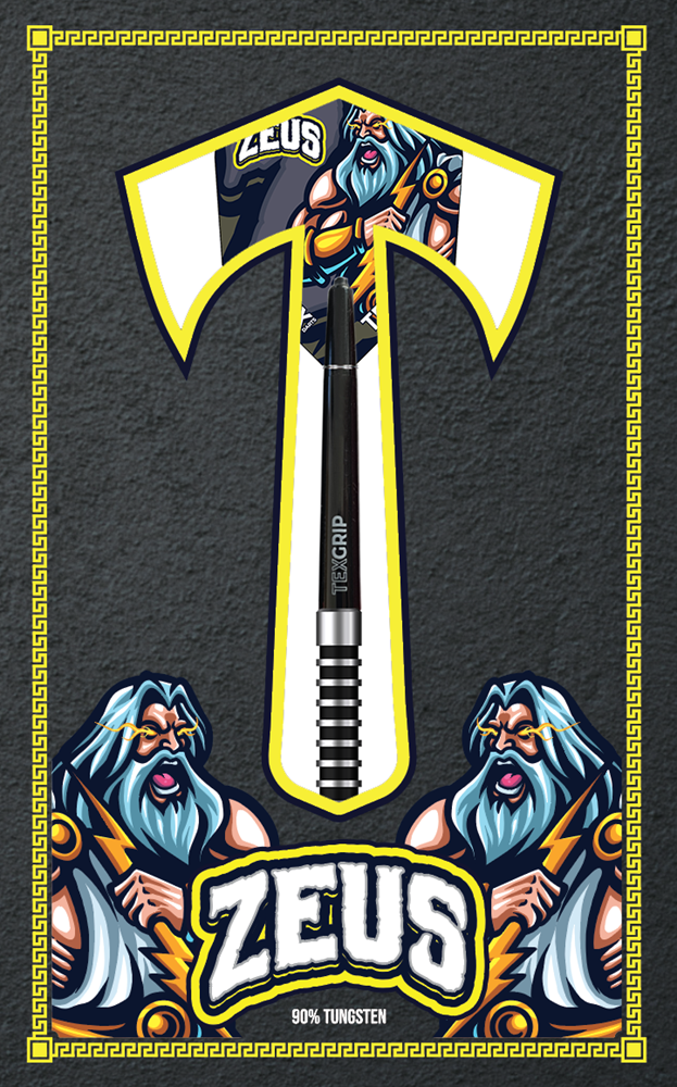 TEX Zeus Darts 90% Tungsten Steel Tip 24g - Professional Darts for Tournaments & Home Practice | Perfect for Bars, Game Rooms & Competitive Play