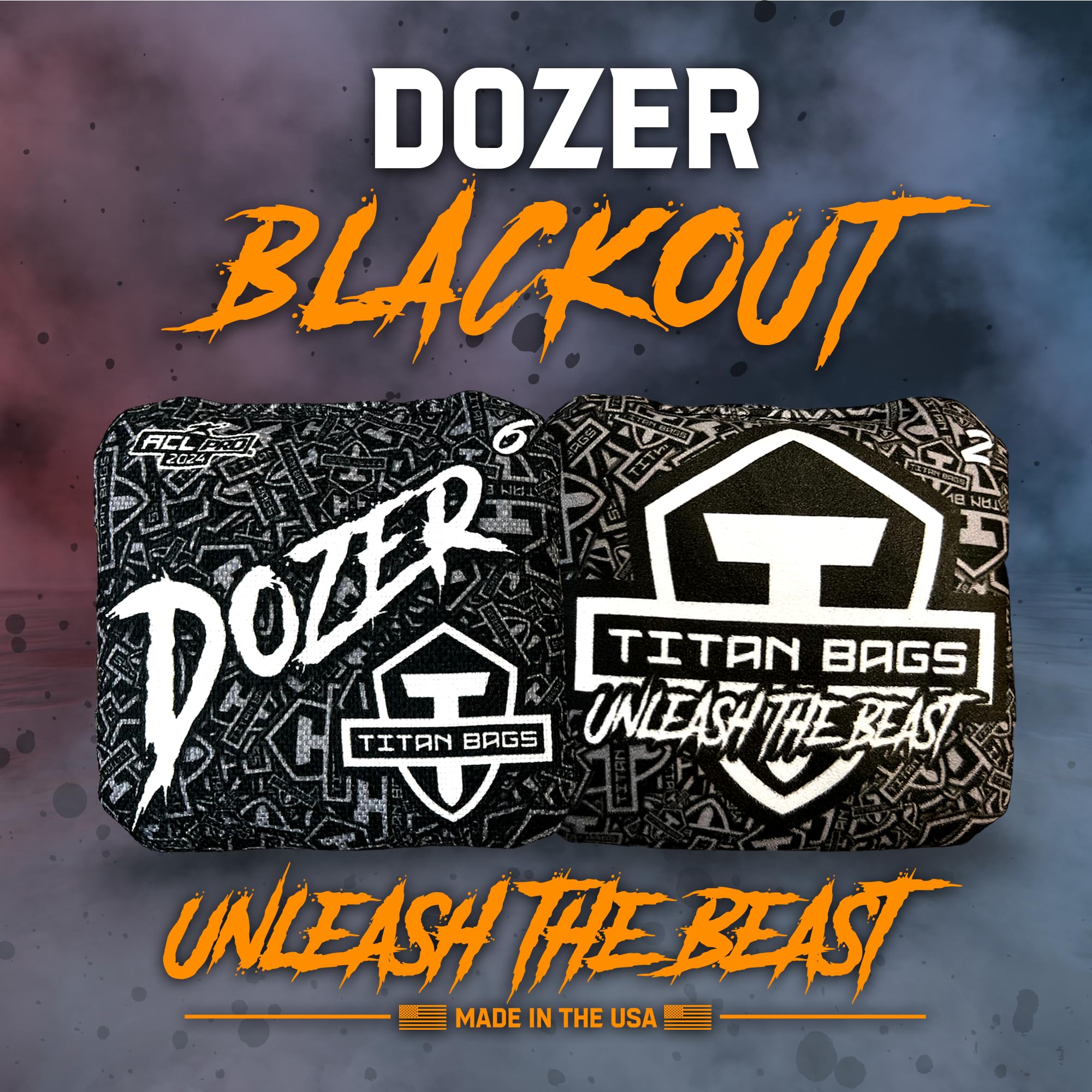 ACL PRO Approved Titan Bags Dozer Cornhole Bags - 6x6 Inch Professional Tournament Bean Bags for Indoor & Outdoor Cornhole Games - Durable, Weather-Resistant Toss Bags for Backyard Parties, Tailgating & Competitive Play (Set of 4)