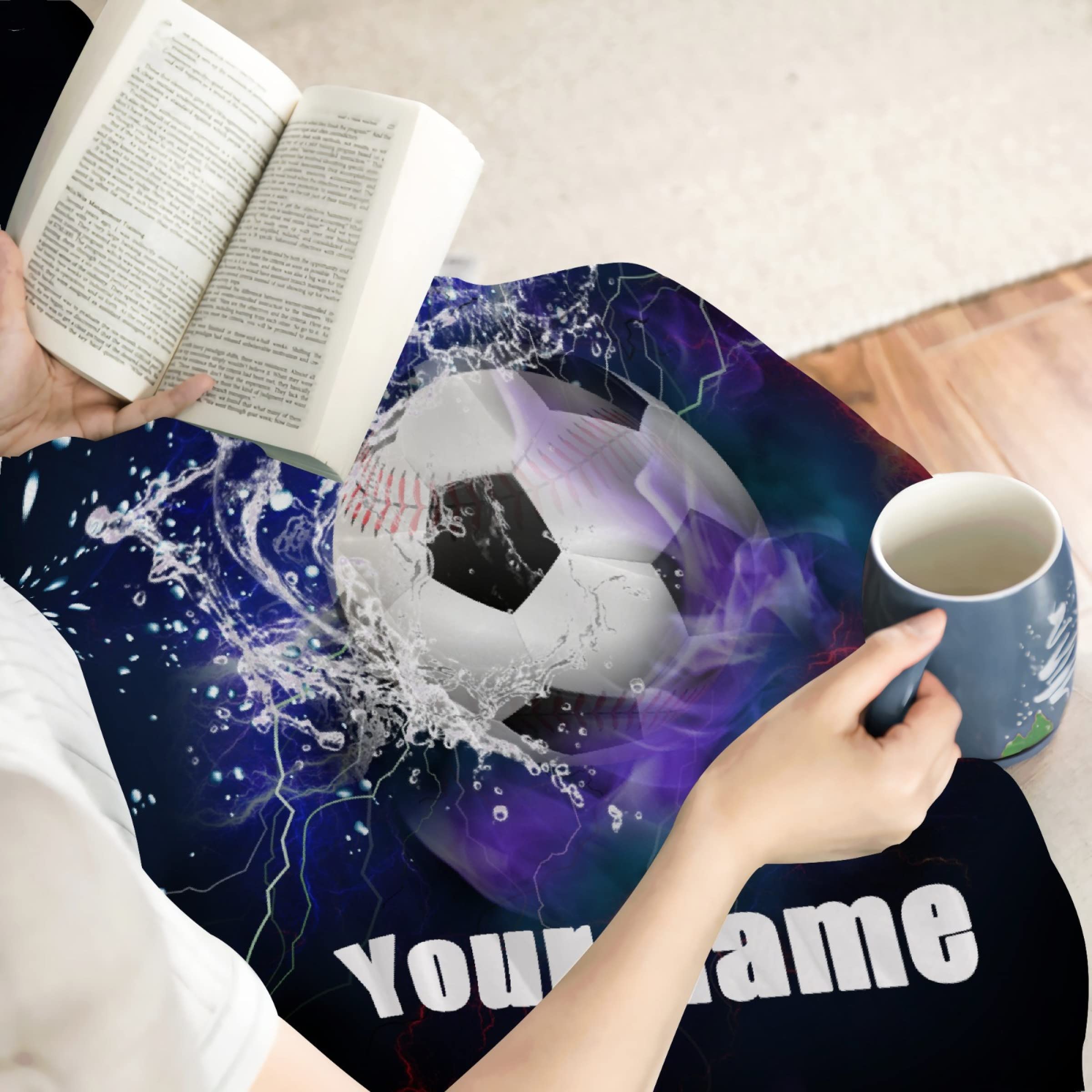 Personalized Soccer Throw Blanket - Custom Name Fleece Blanket for Men, Boys & Friends | Soft Flannel Gift for Birthday, Anniversary & Sports Fans | Cozy Couch, Bed & Game Day Blanket