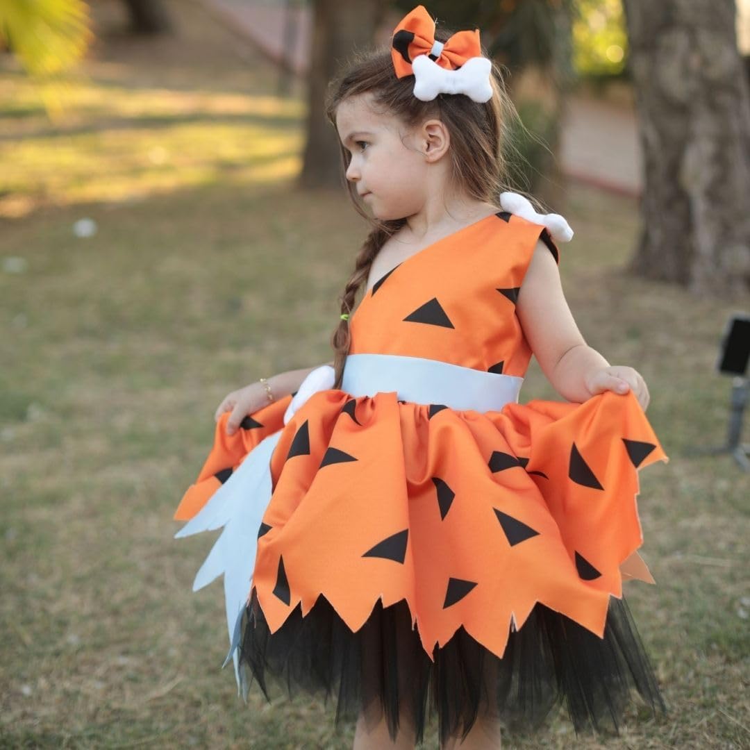Bamm-Bamm Cave Girl Costume for Toddler Girls & Adults - Stone Age Themed Halloween Outfit for Kids & Women | Perfect for Halloween Parties, Cosplay Events & Themed Birthday Celebrations